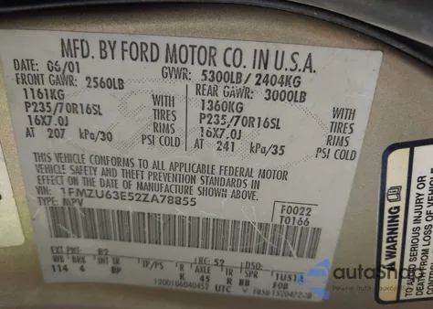 2002 Ford Explorer Xlt из США, поврежденный, VIN 1FMZU63E52ZA78855